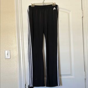 Adidas Black and White Track Pants with Iconic Stripes
